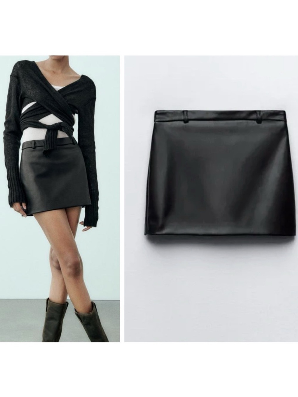 ZARA mini faux leather skirt